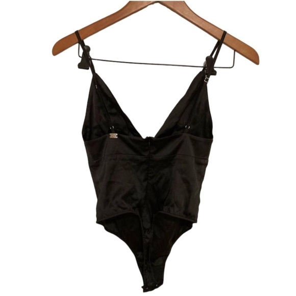 For Love & Lemons Revolve Bodysuit Black Satin NWOT - Picture 5 of 7